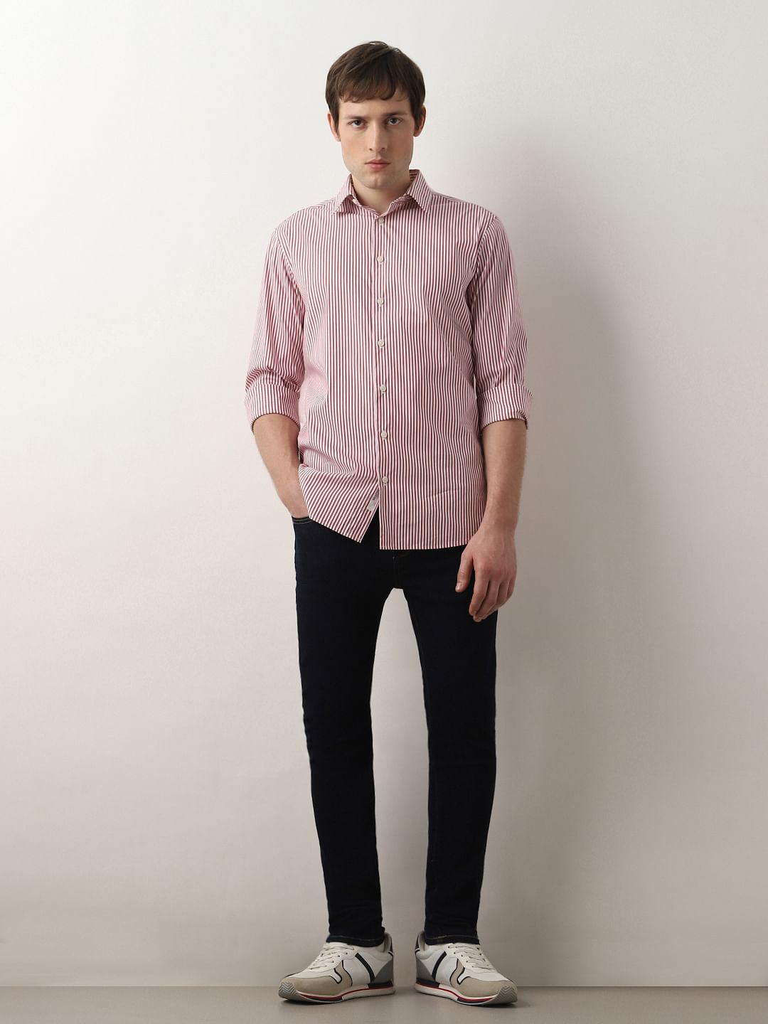 Red Striped Full Sleeves Shirt