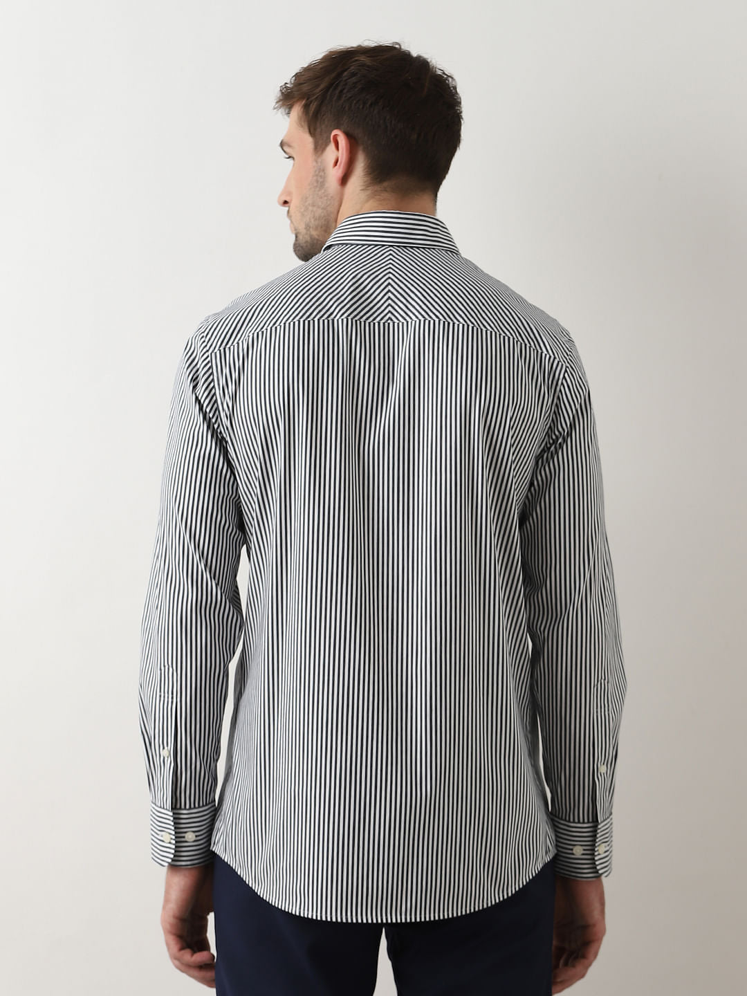 Black Striped Full Sleeves Shirt