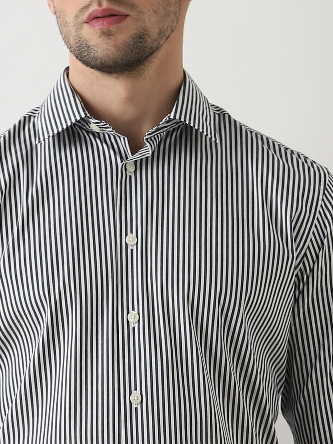 Black Striped Full Sleeves Shirt