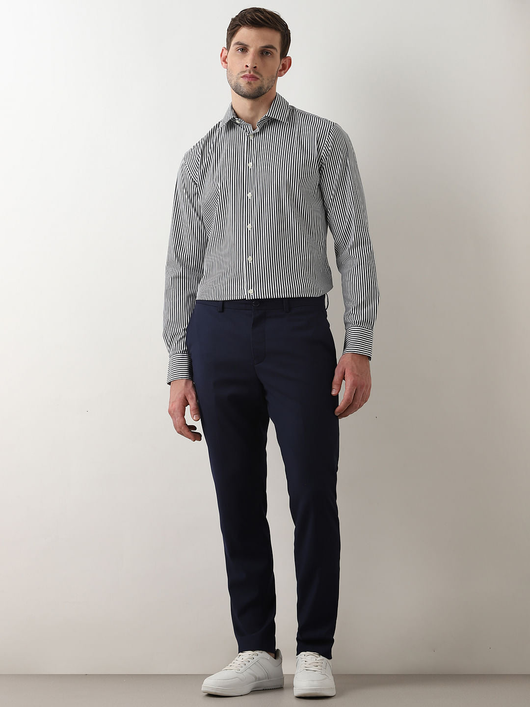 Black Striped Full Sleeves Shirt