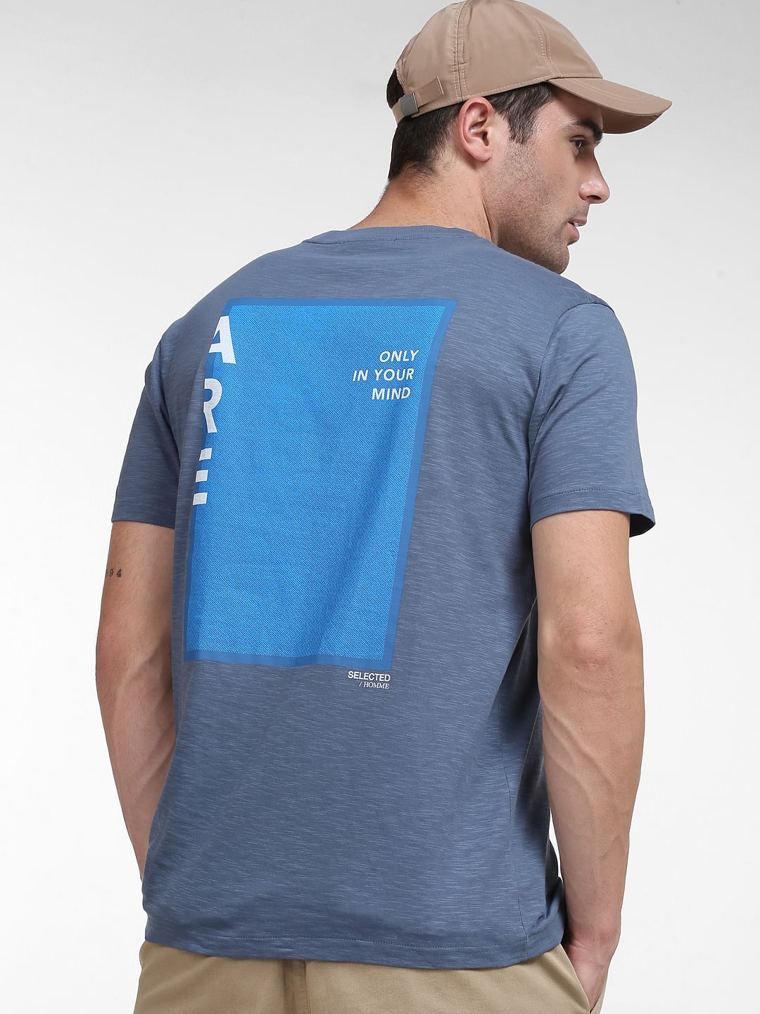 Blue Organic Cotton Crew Neck T-Shirt