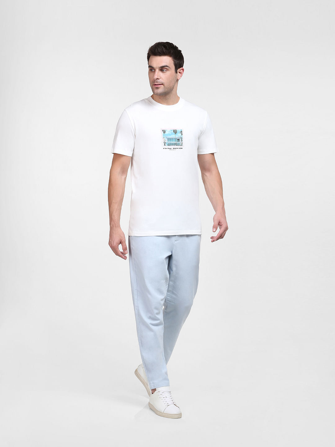 White Graphic Print Crew Neck T-Shirt