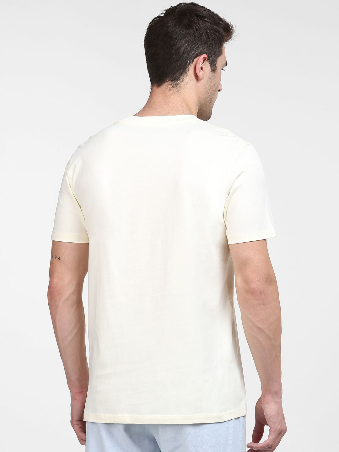 Light Yellow Graphic Print Crew Neck T-Shirt