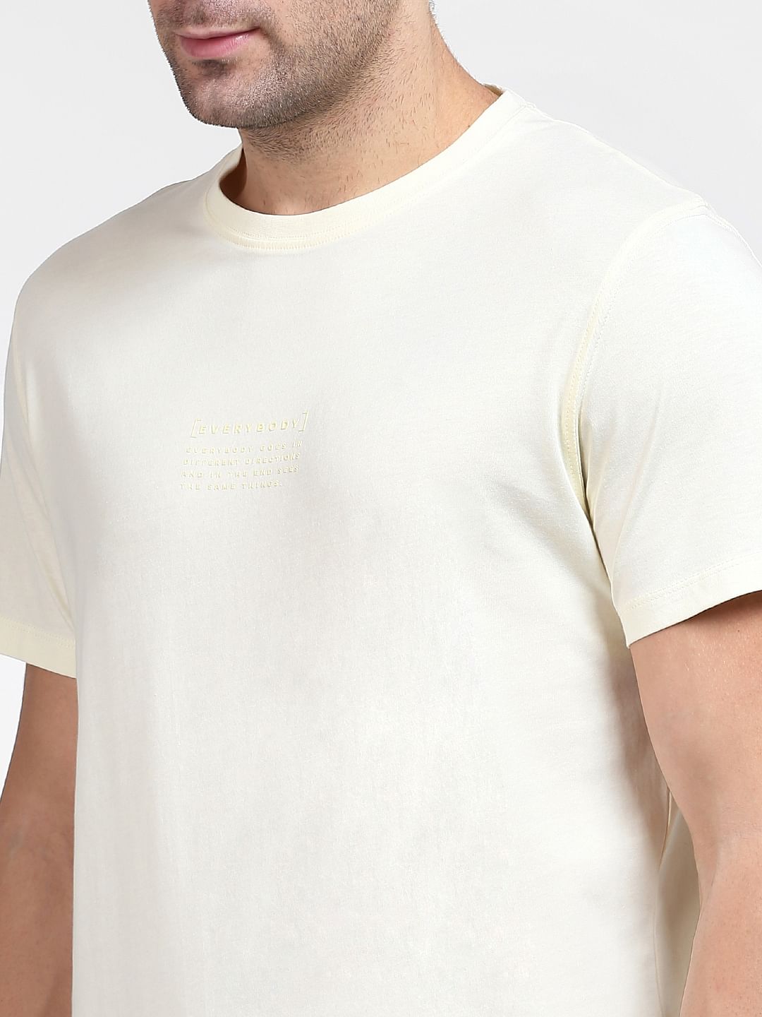 Light Yellow Organic Cotton Crew Neck T-Shirt