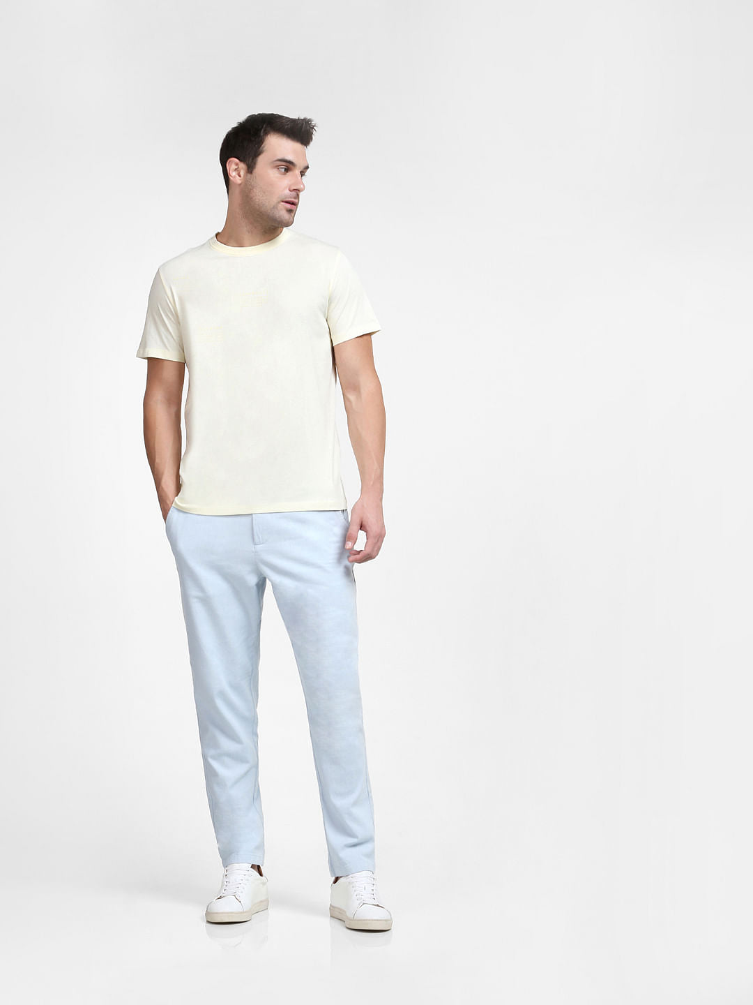 Light Yellow Organic Cotton Crew Neck T-Shirt