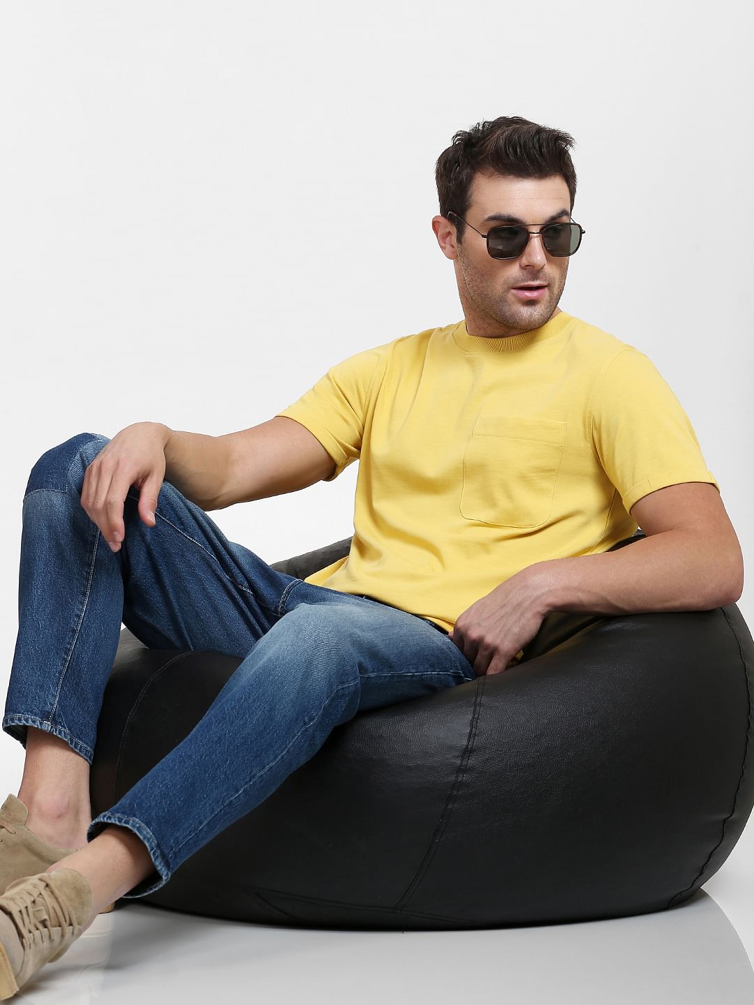 Yellow Organic Cotton Crew Neck T-Shirt