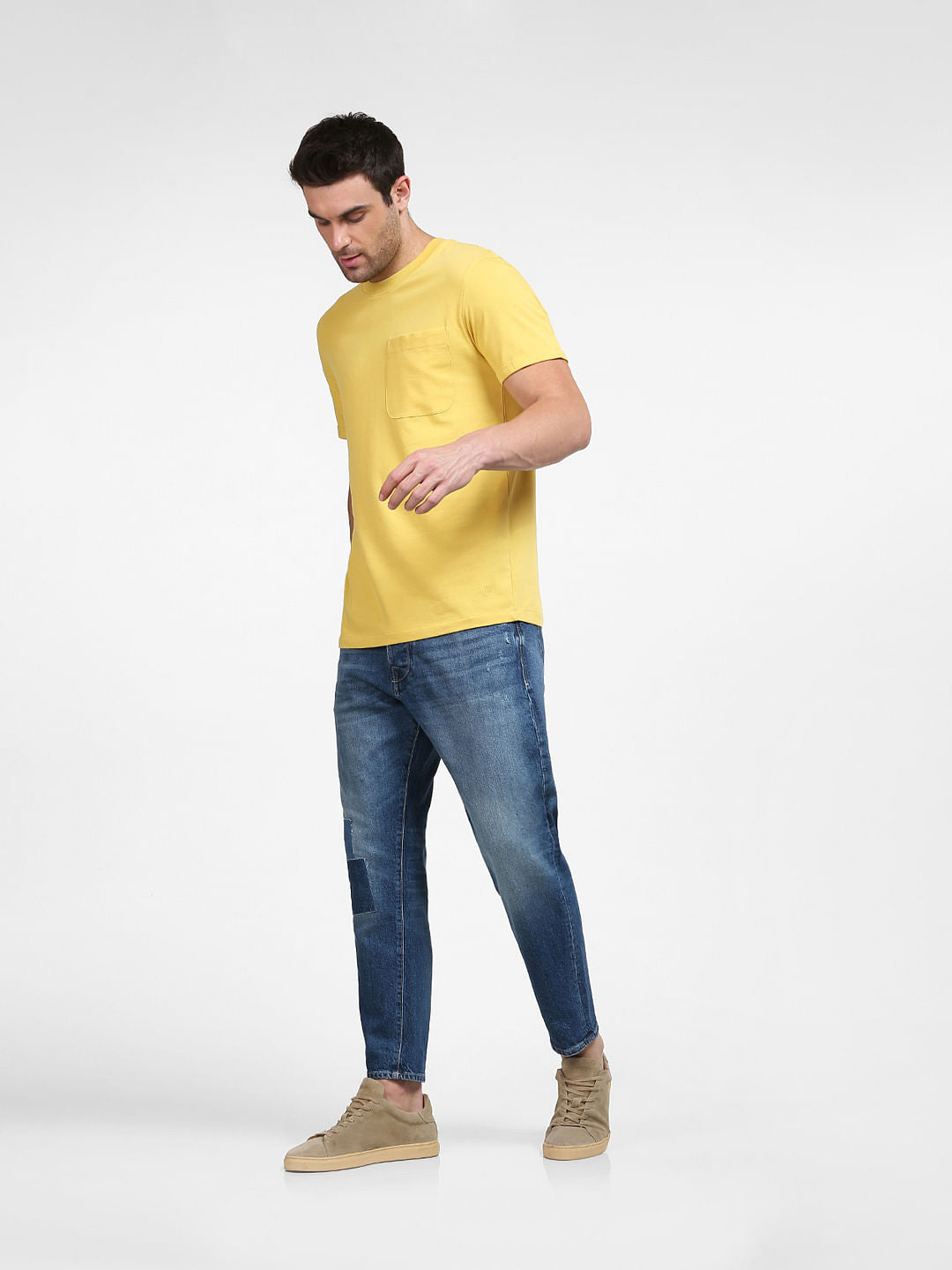 Yellow Organic Cotton Crew Neck T-Shirt