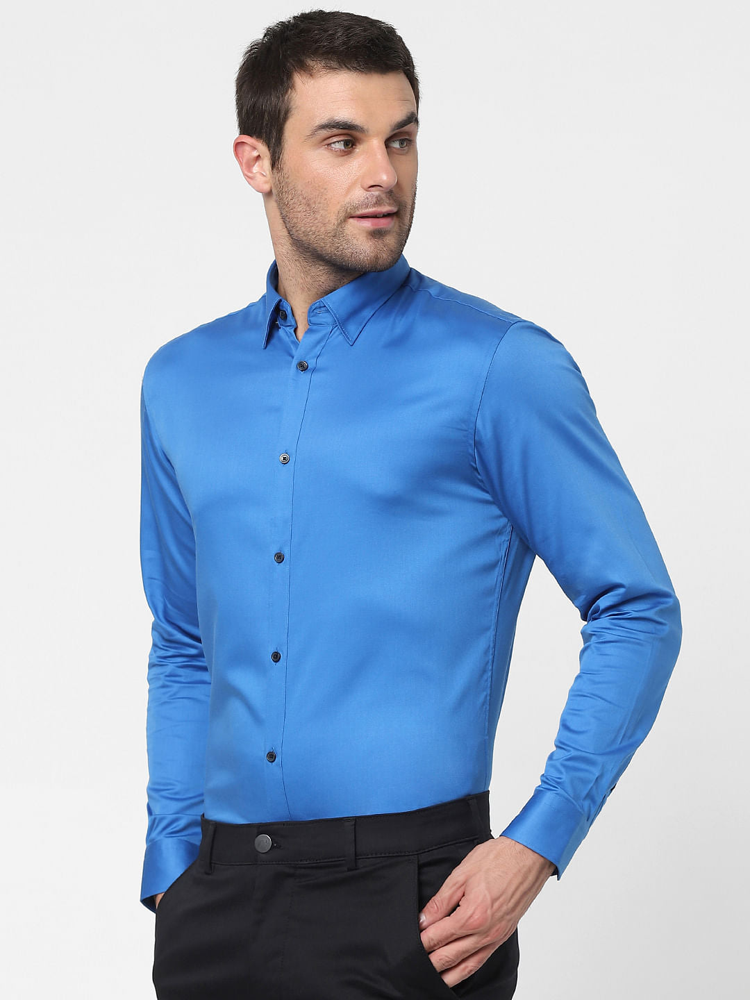 Blue Full Sleeves Slim Fit Shirt
