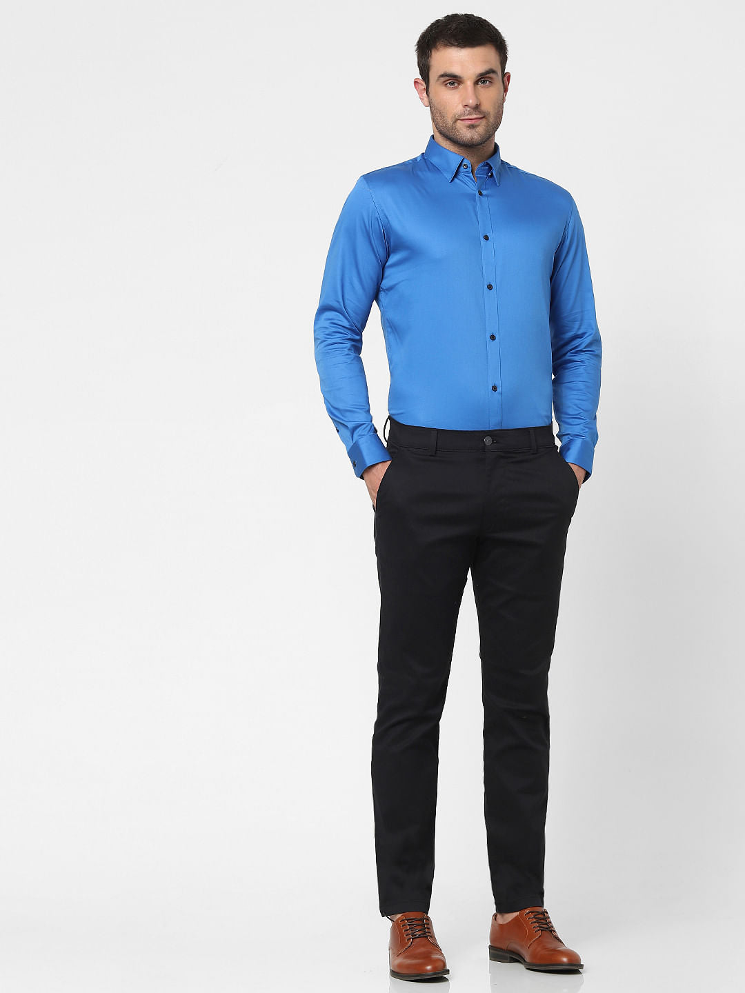 Blue Full Sleeves Slim Fit Shirt