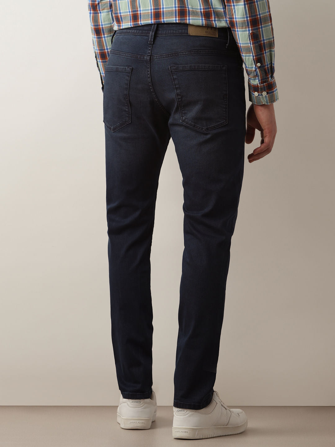 Dark Blue Mid Rise Straight Fit Jeans