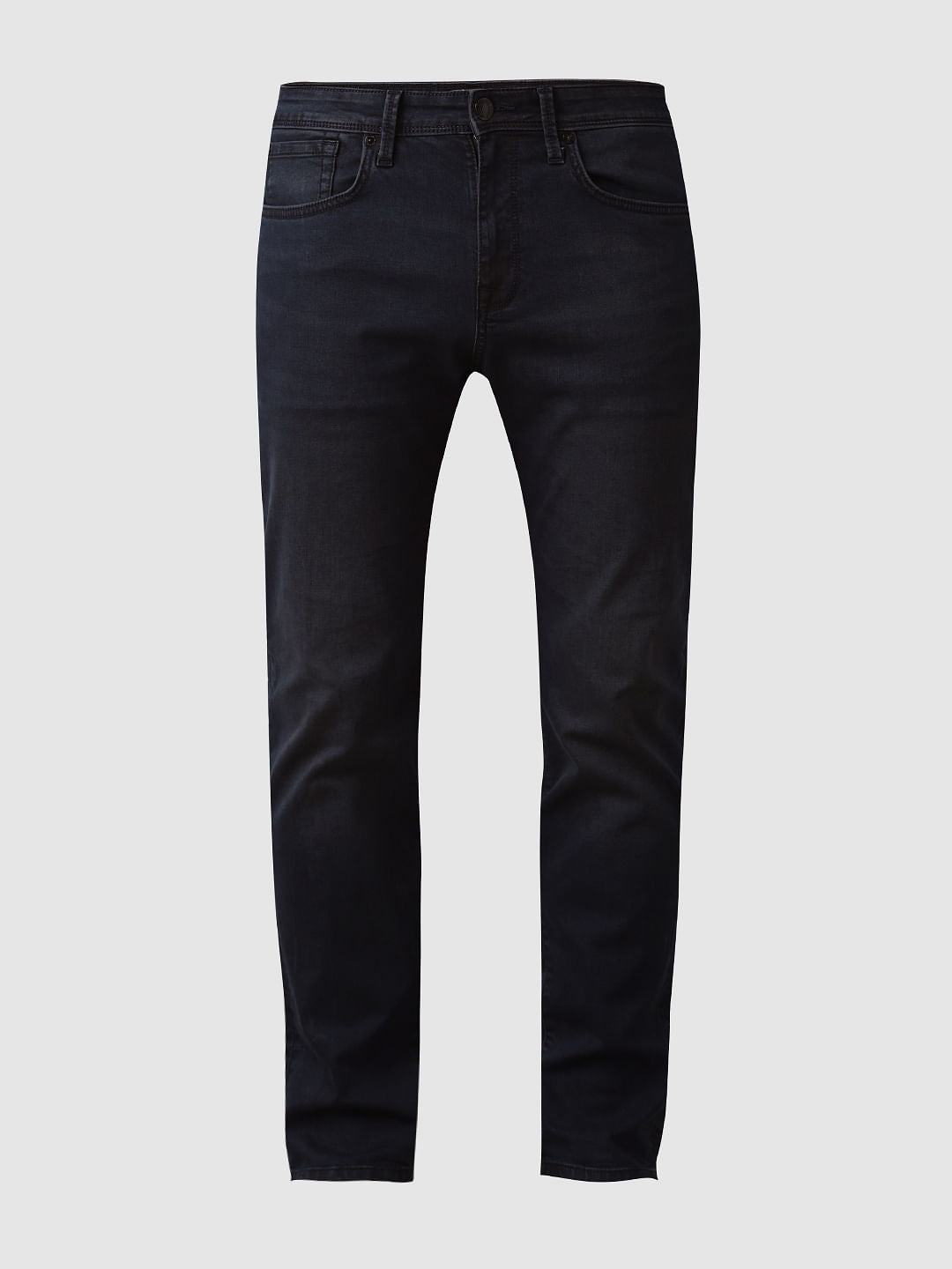 Dark Blue Mid Rise Straight Fit Jeans