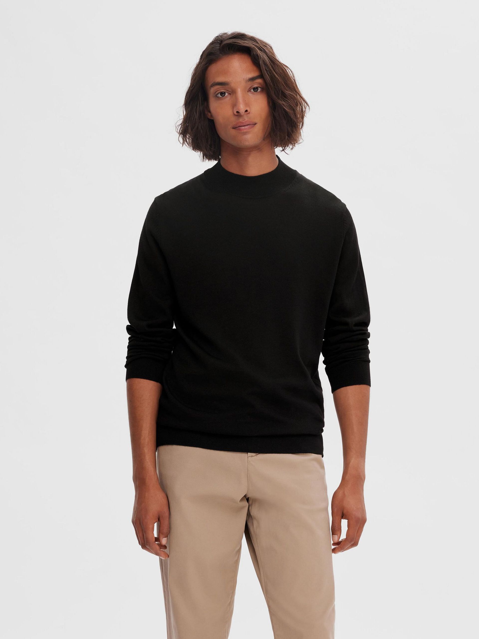 Black Merino Wool CoolMax Pullover