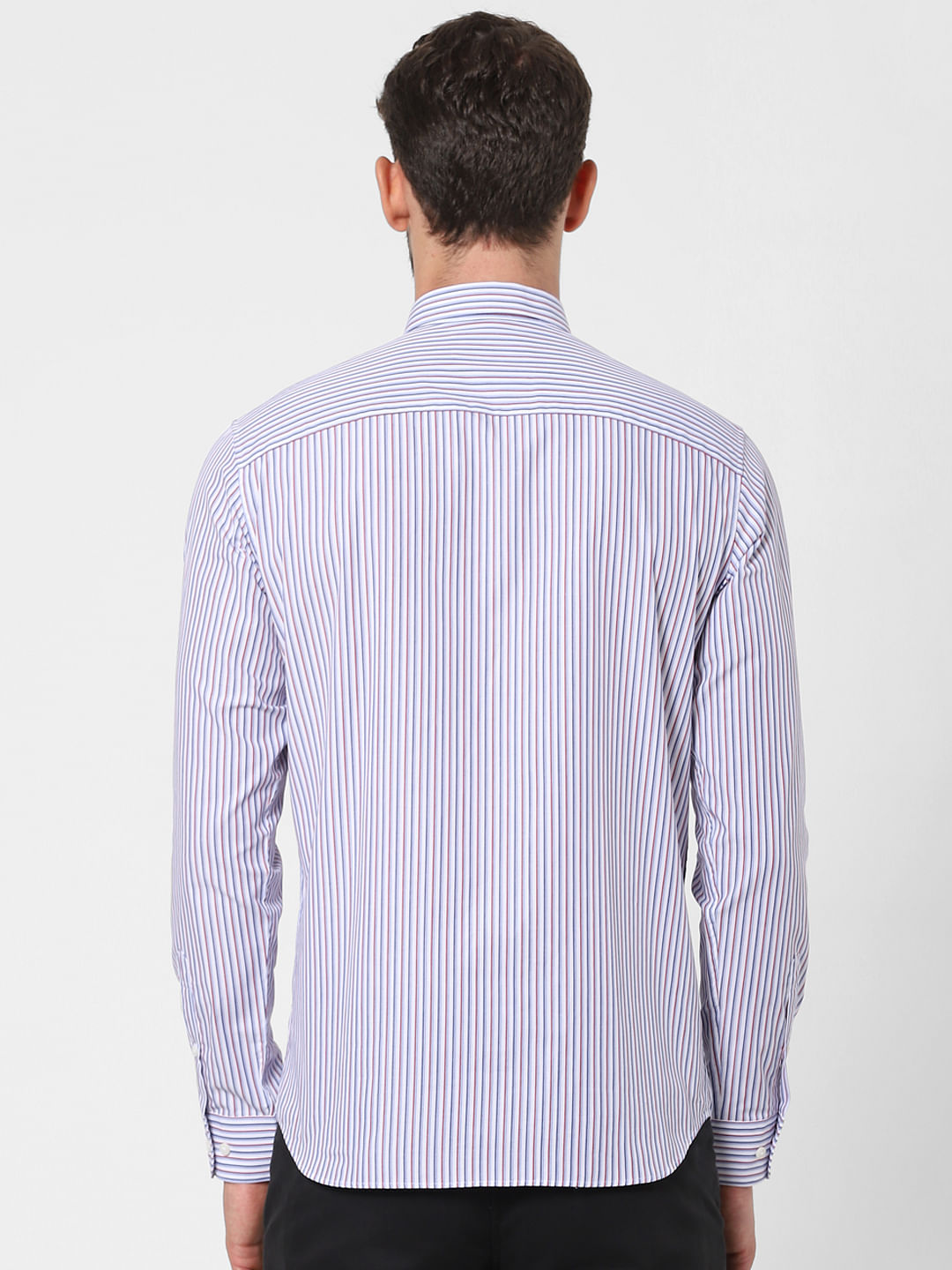 Light Blue Striped Full Sleeves Shirt