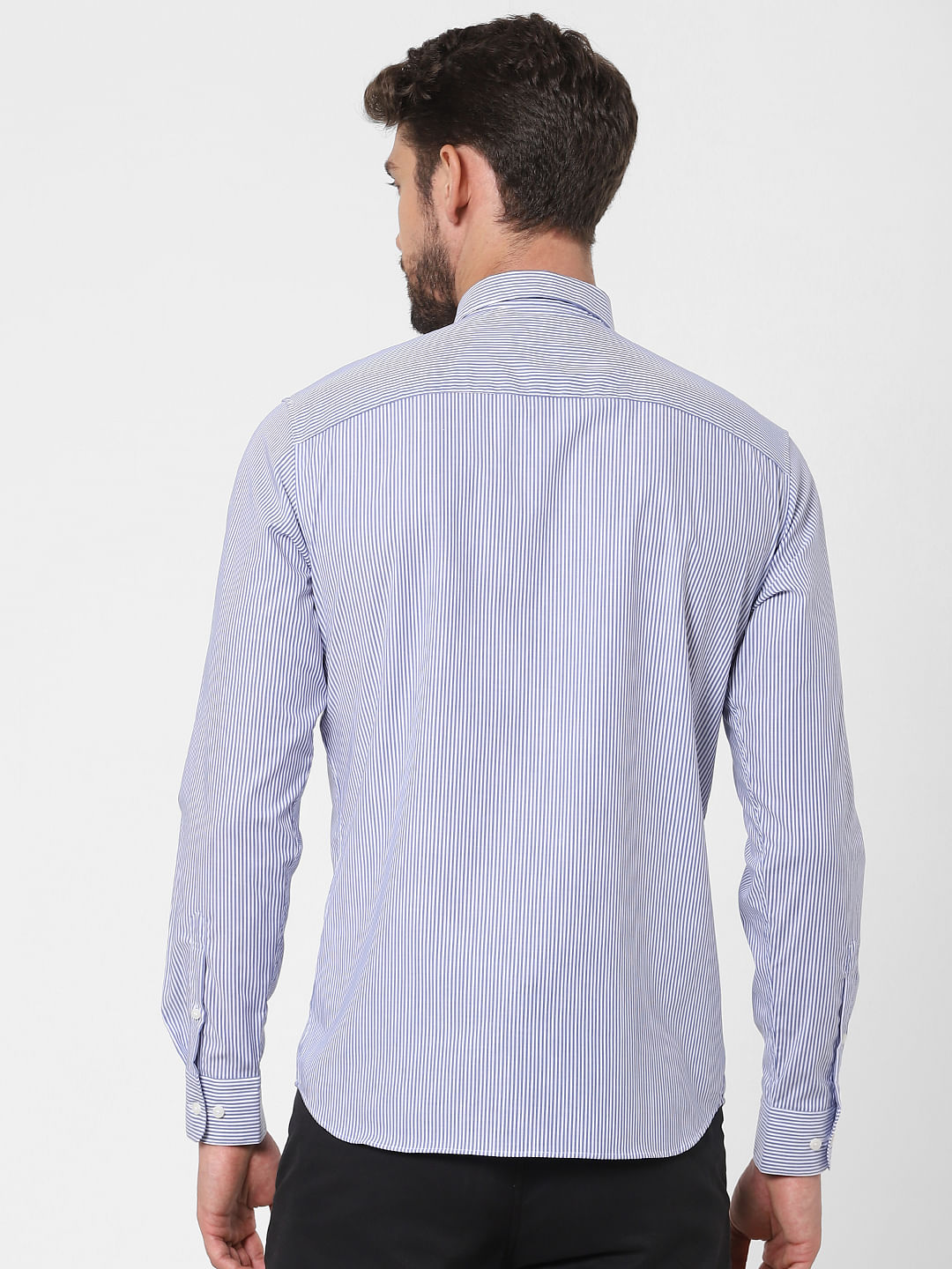 Blue Striped Full Sleeves Shirt