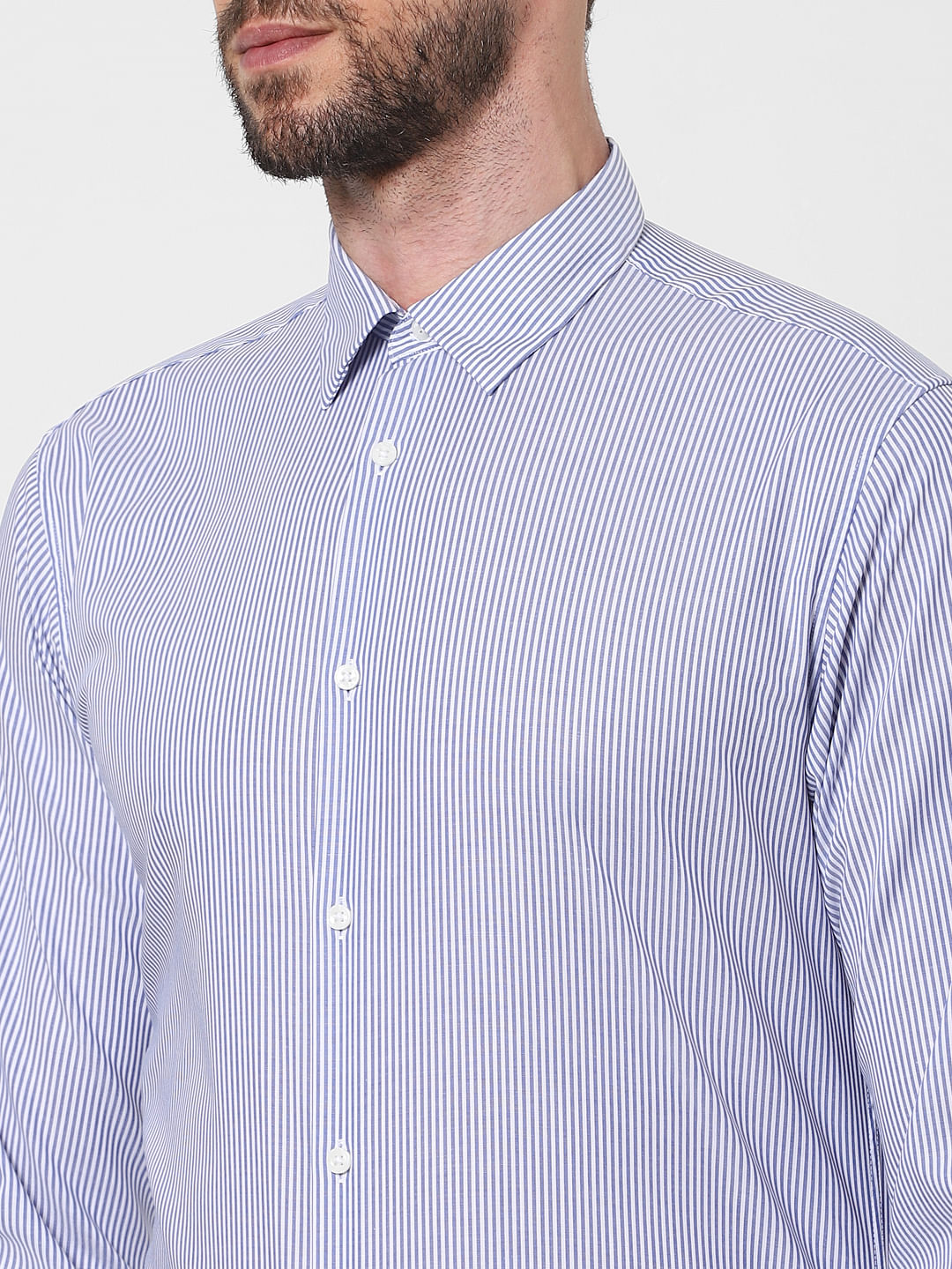 Blue Striped Full Sleeves Shirt