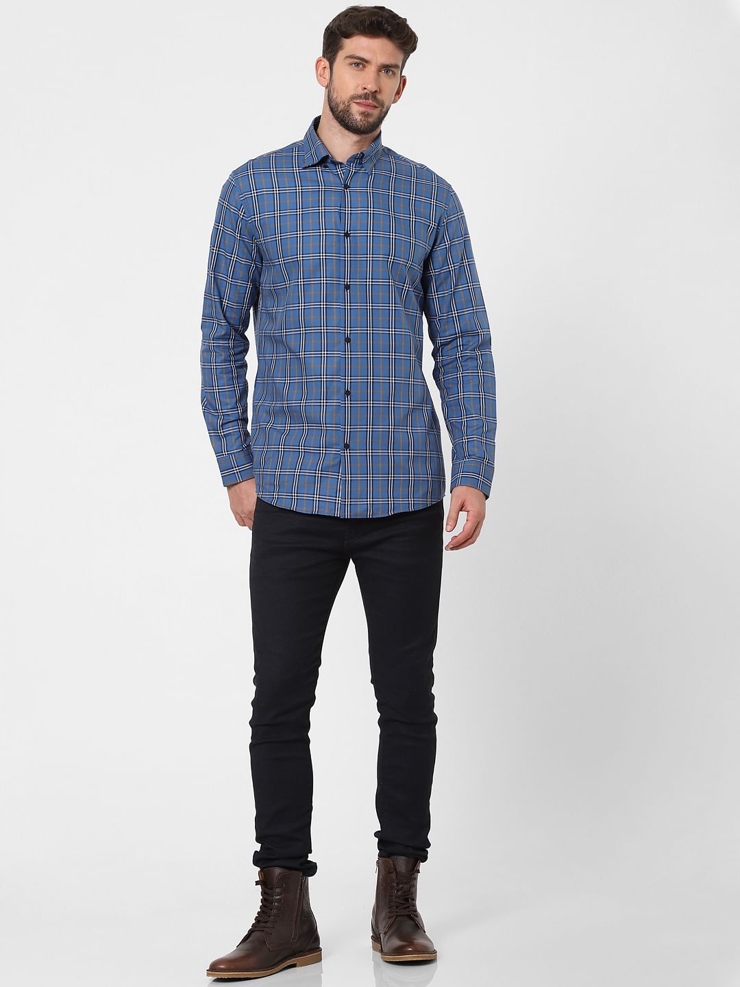 Blue Check Full Sleeves Shirt