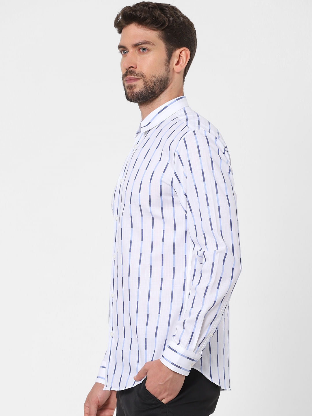 White Striped Full Sleeves Shirt