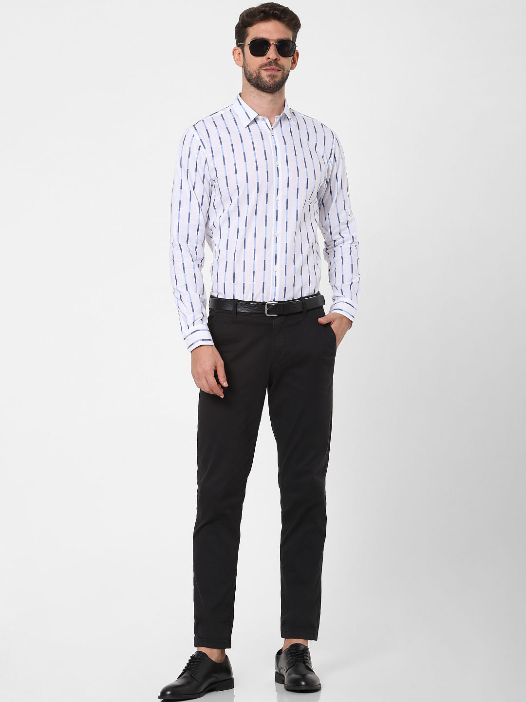 White Striped Full Sleeves Shirt