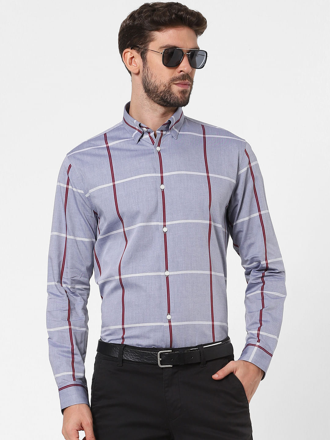 Light Grey Check Full Sleeves Shirt