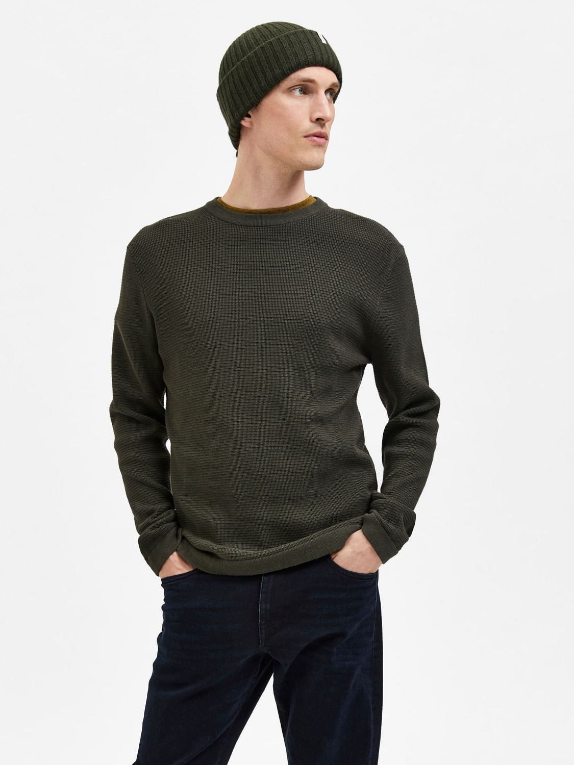 Dark Green Crew Neck Pullover