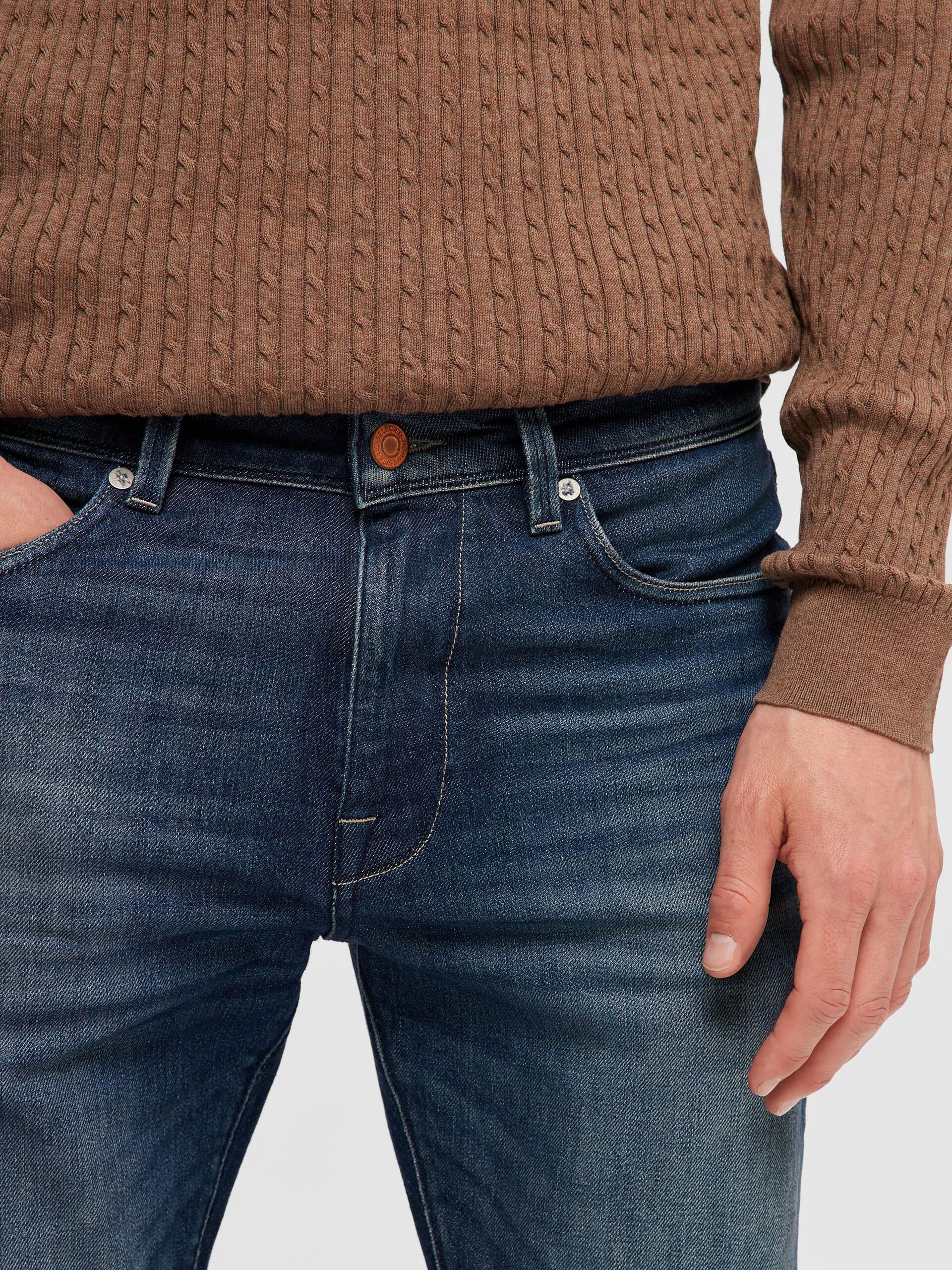 Blue Mid Rise Washed Slim Fit Jeans