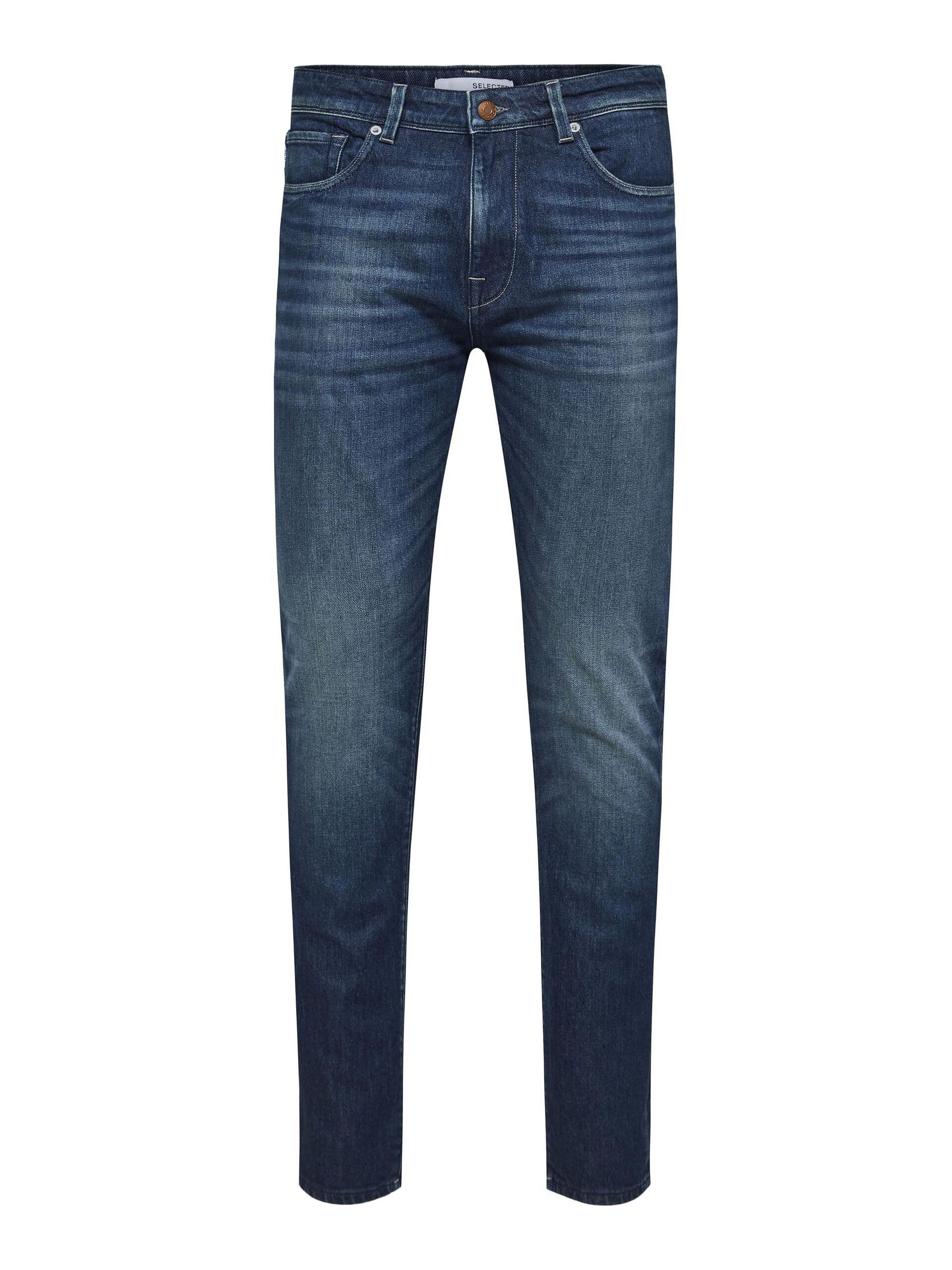 Blue Mid Rise Washed Slim Fit Jeans