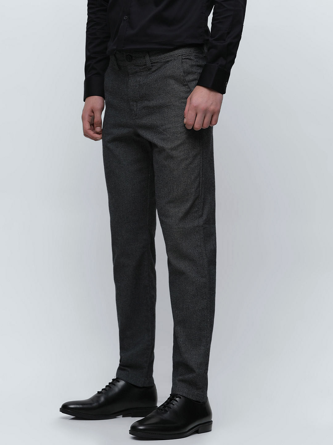 Dark Grey Brushed Slim Fit Chinos