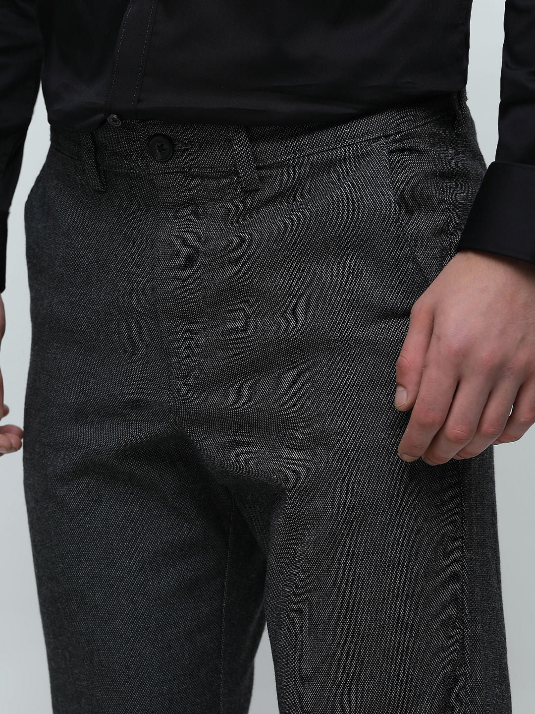 Dark Grey Brushed Slim Fit Chinos