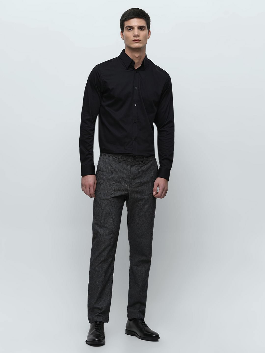 Dark Grey Brushed Slim Fit Chinos