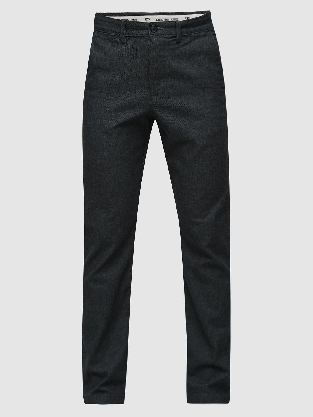 Dark Grey Brushed Slim Fit Chinos