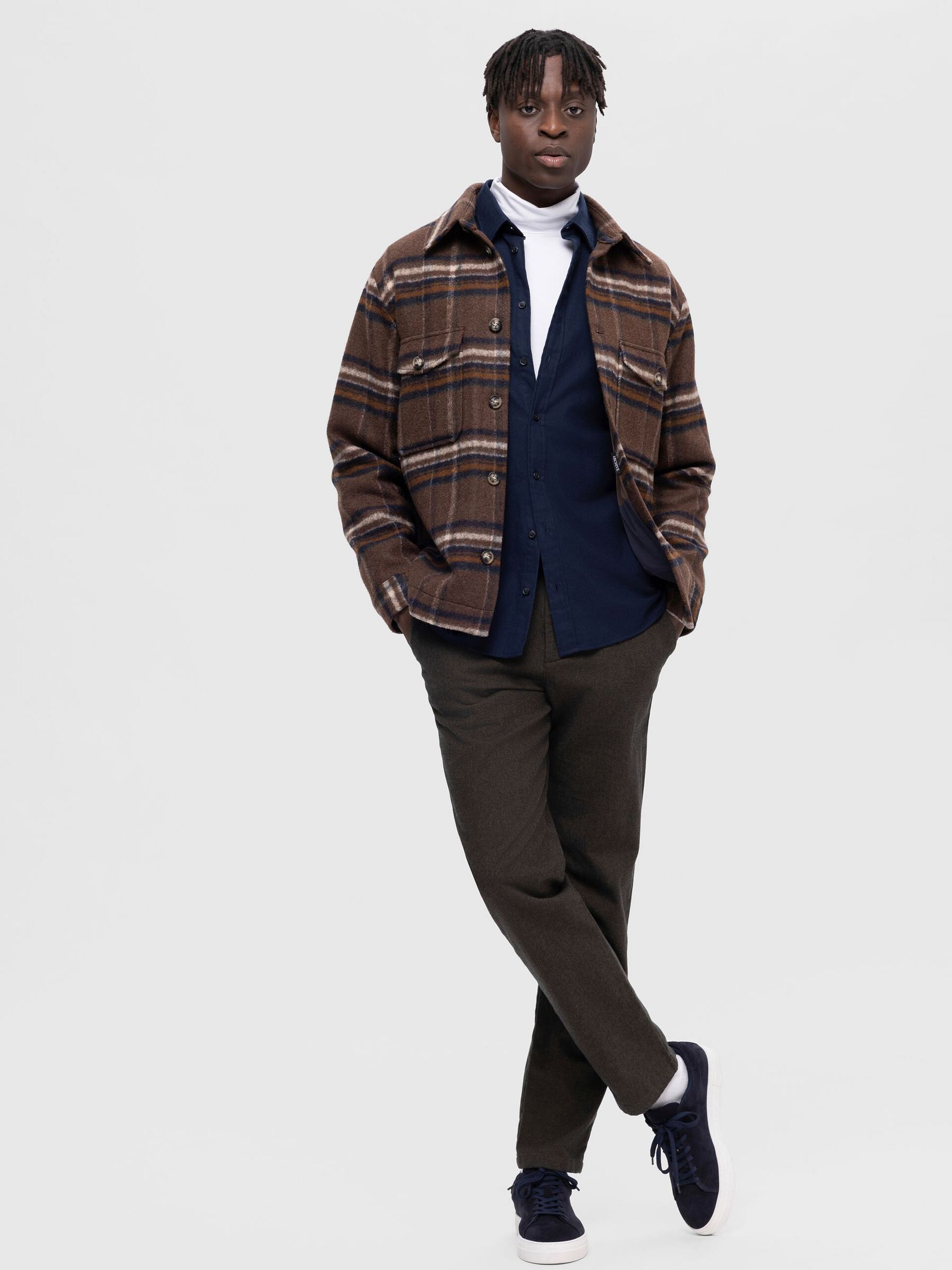 Dark Green Mid Rise Slim Brushed Pants