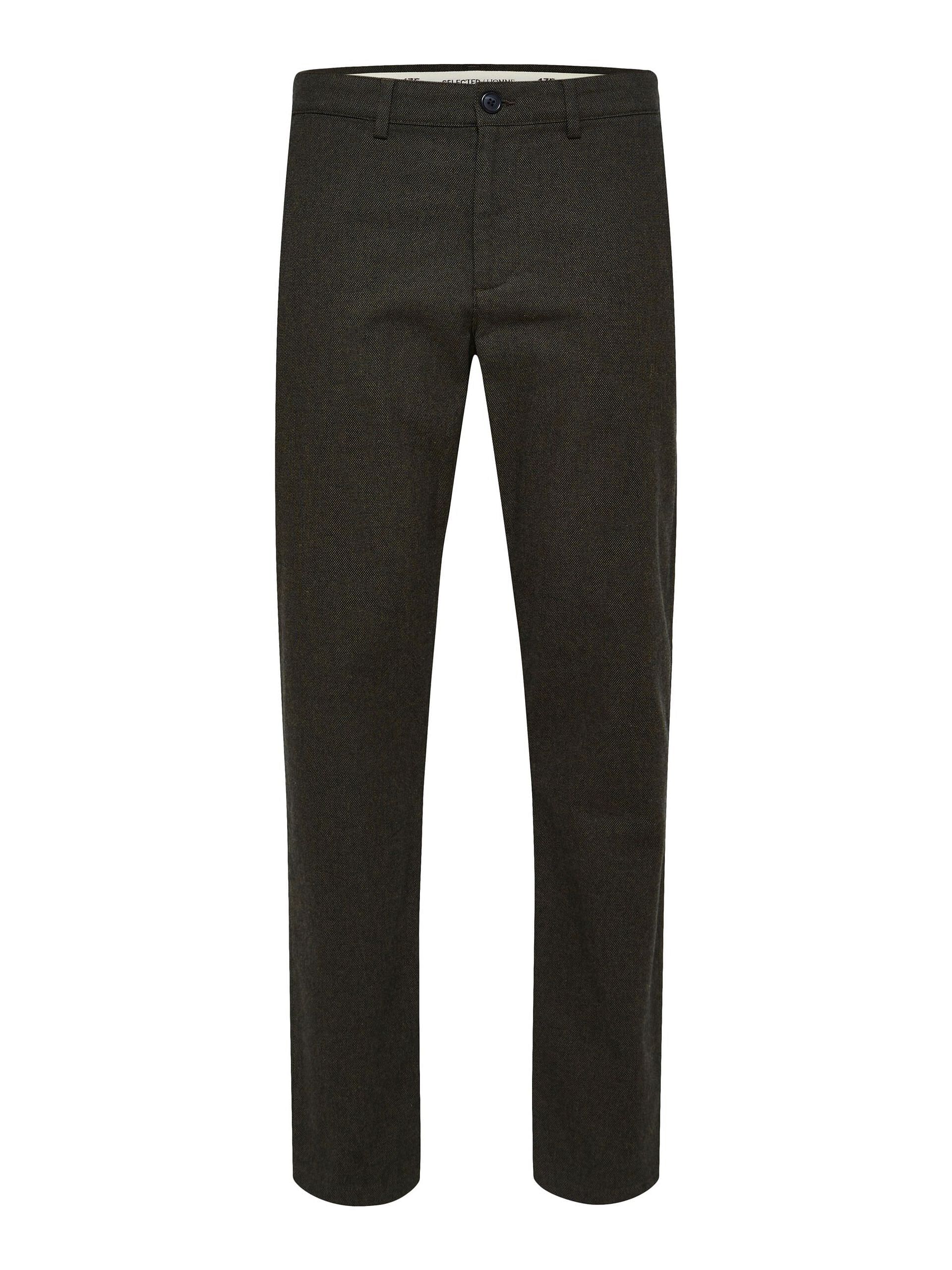 Dark Green Mid Rise Slim Brushed Pants