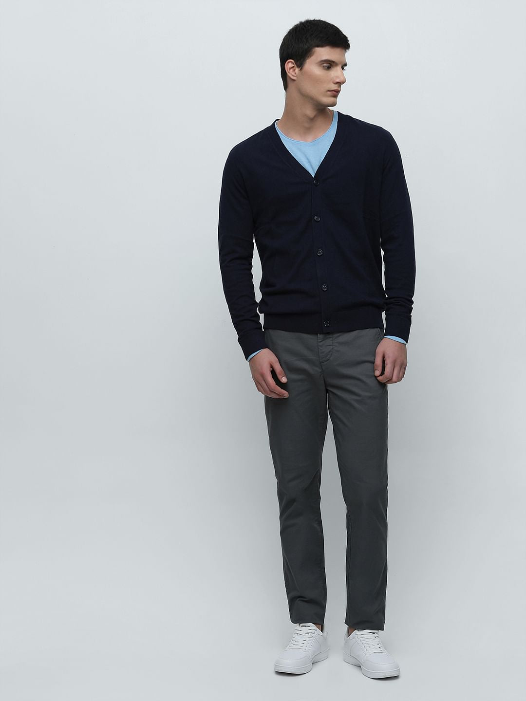 Navy Blue Knitted Cardigan