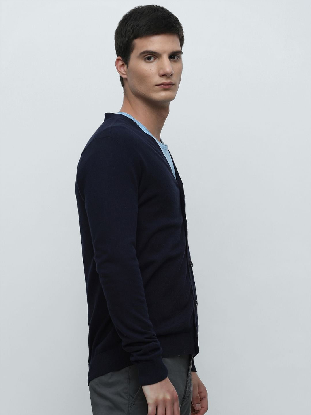 Navy Blue Knitted Cardigan