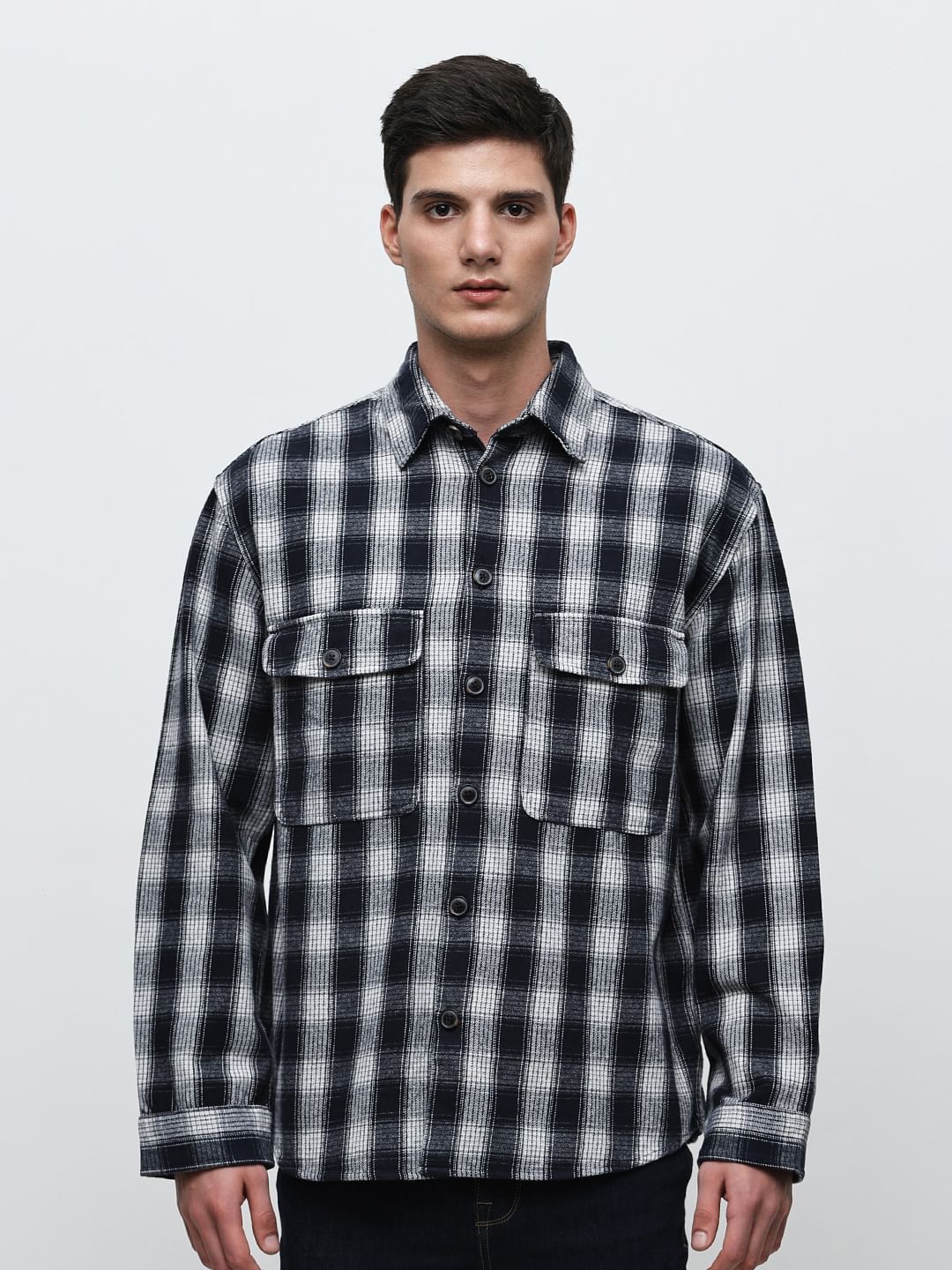 Dark Navy Flannel Overshirt