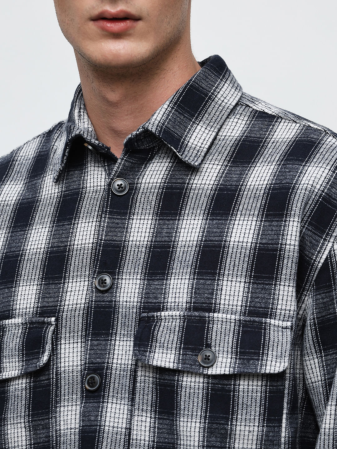 Dark Navy Flannel Overshirt