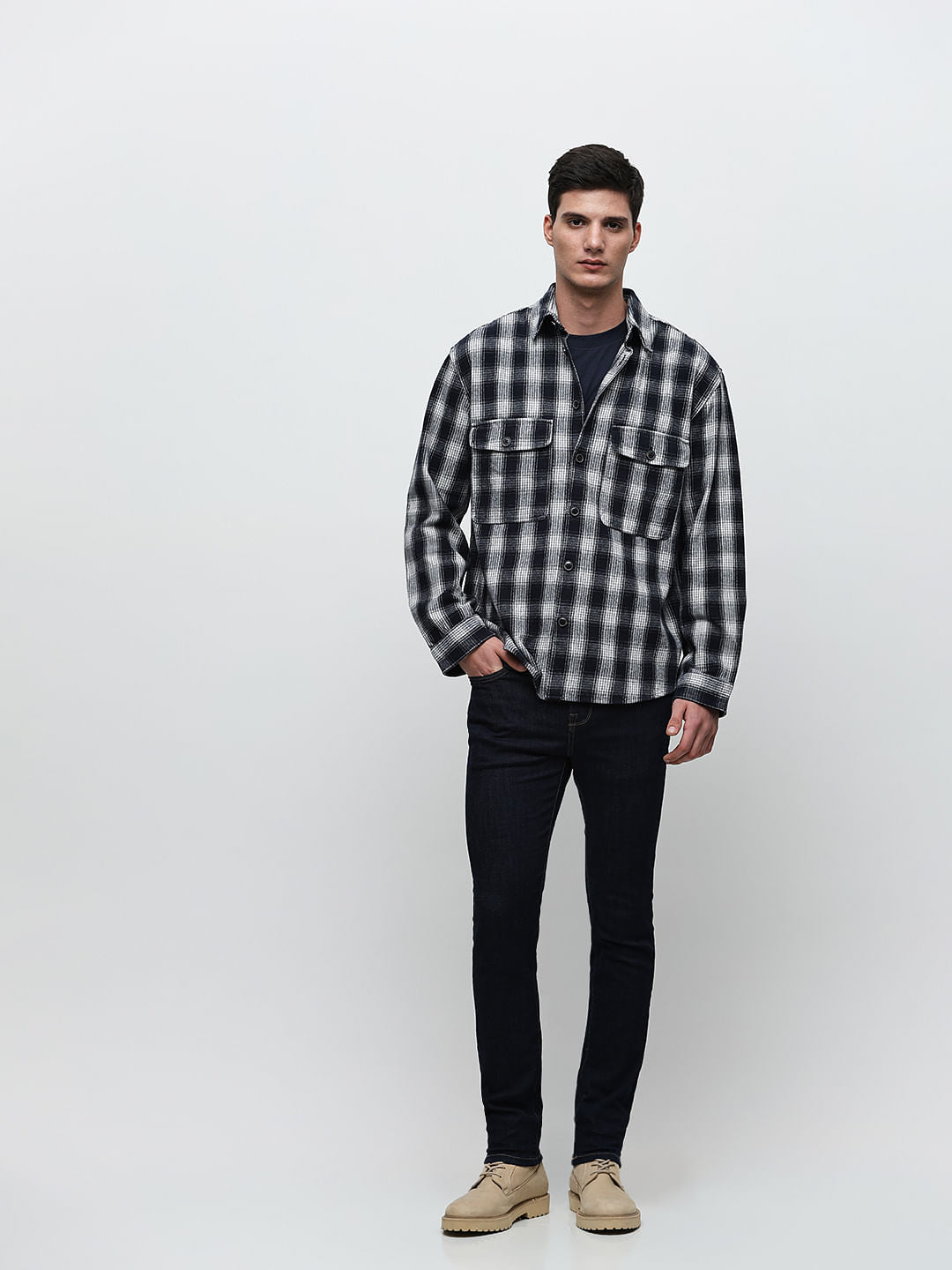 Dark Navy Flannel Overshirt