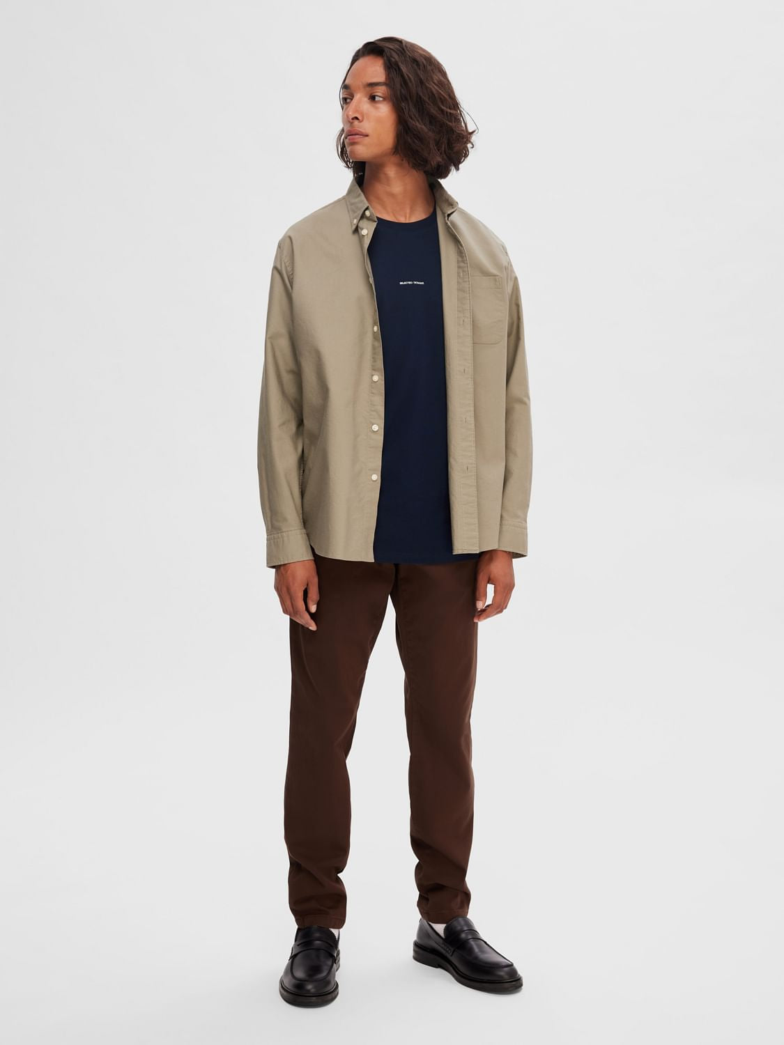 Dark Blue Logo Print Crew Neck T-shirt