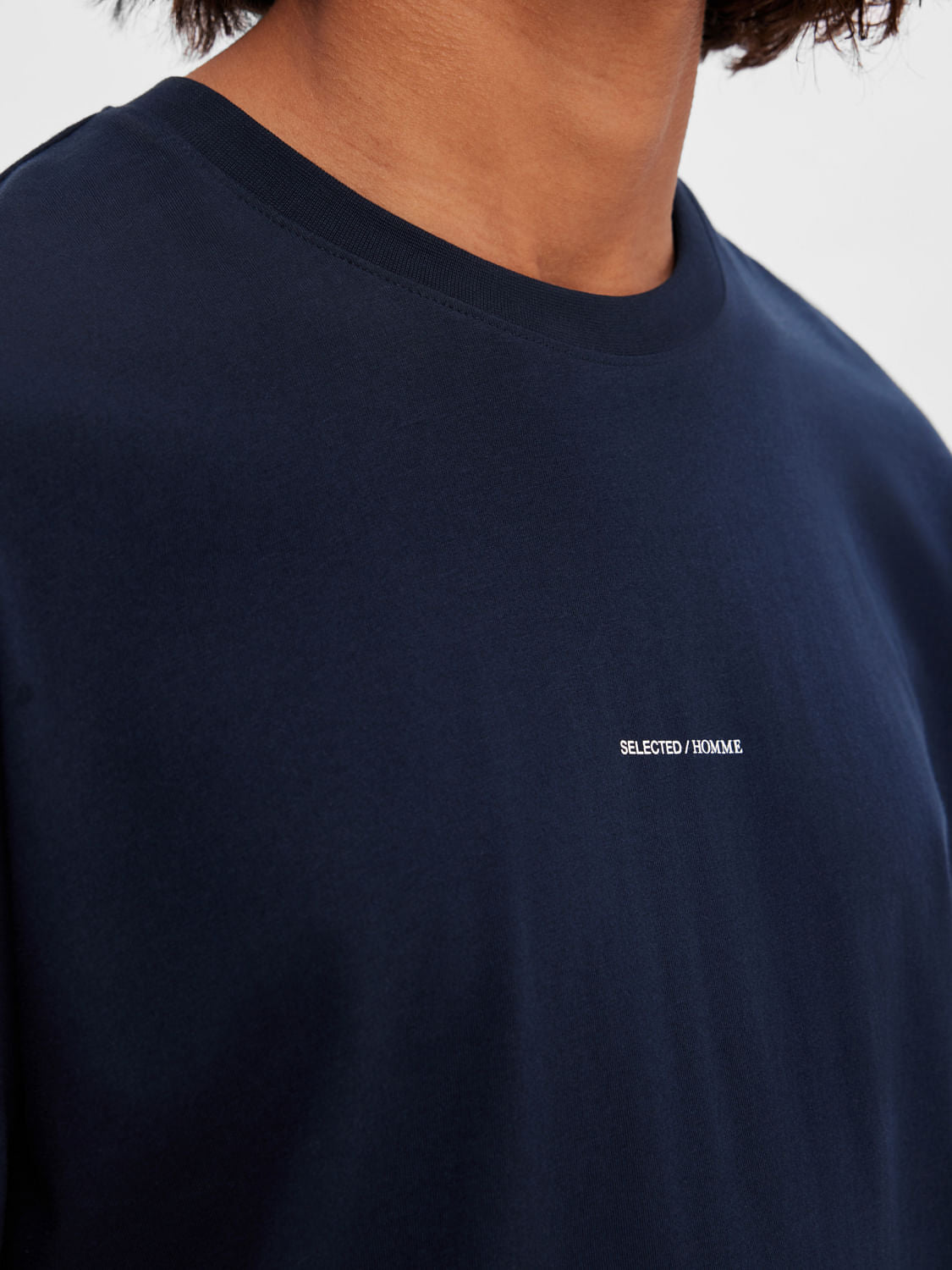 Dark Blue Logo Print Crew Neck T-shirt