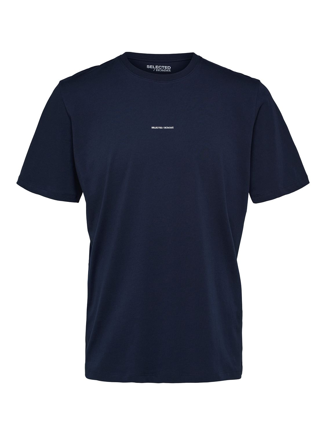 Dark Blue Logo Print Crew Neck T-shirt