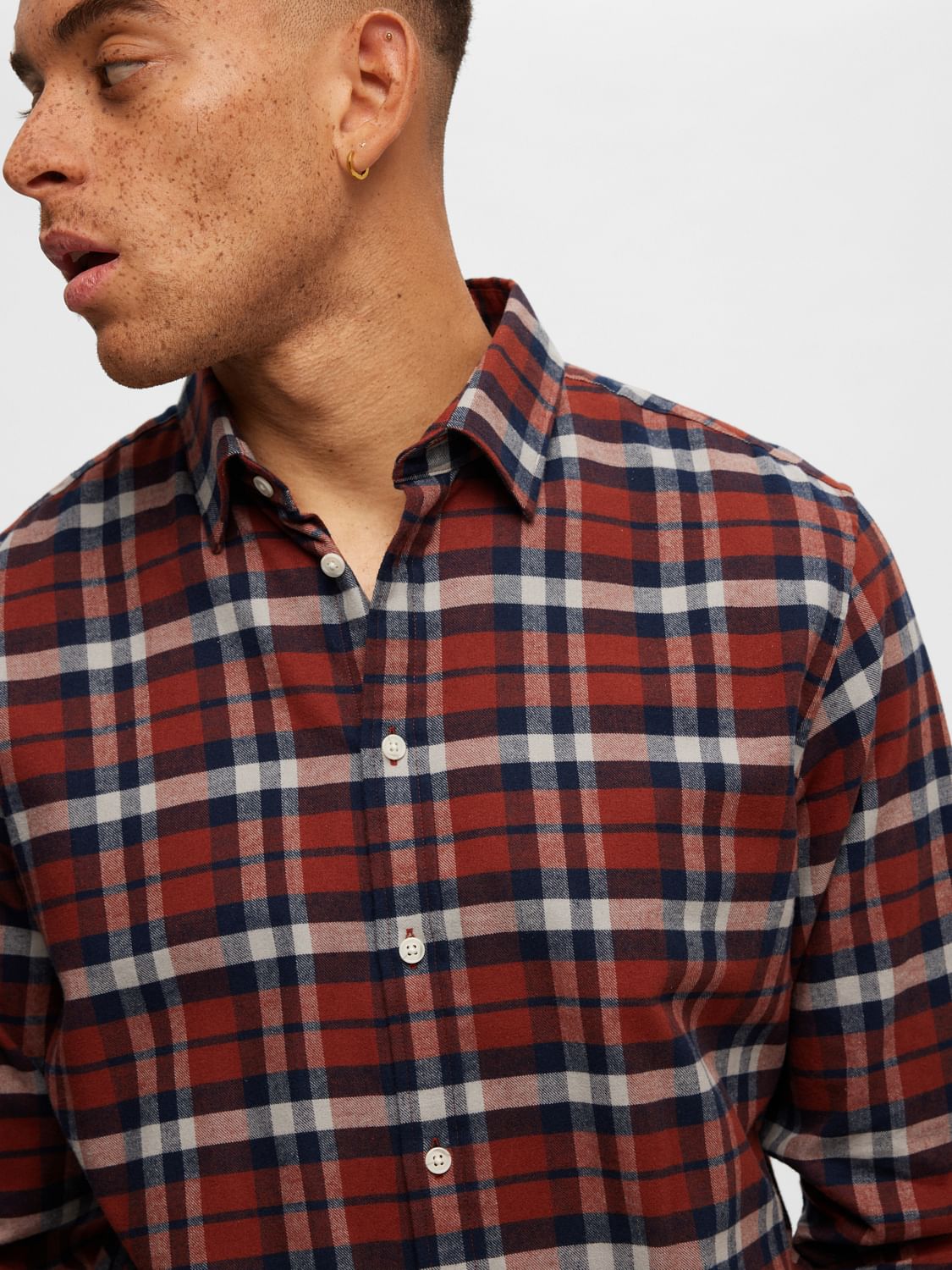 Rust Brown Flannel Check Shirt