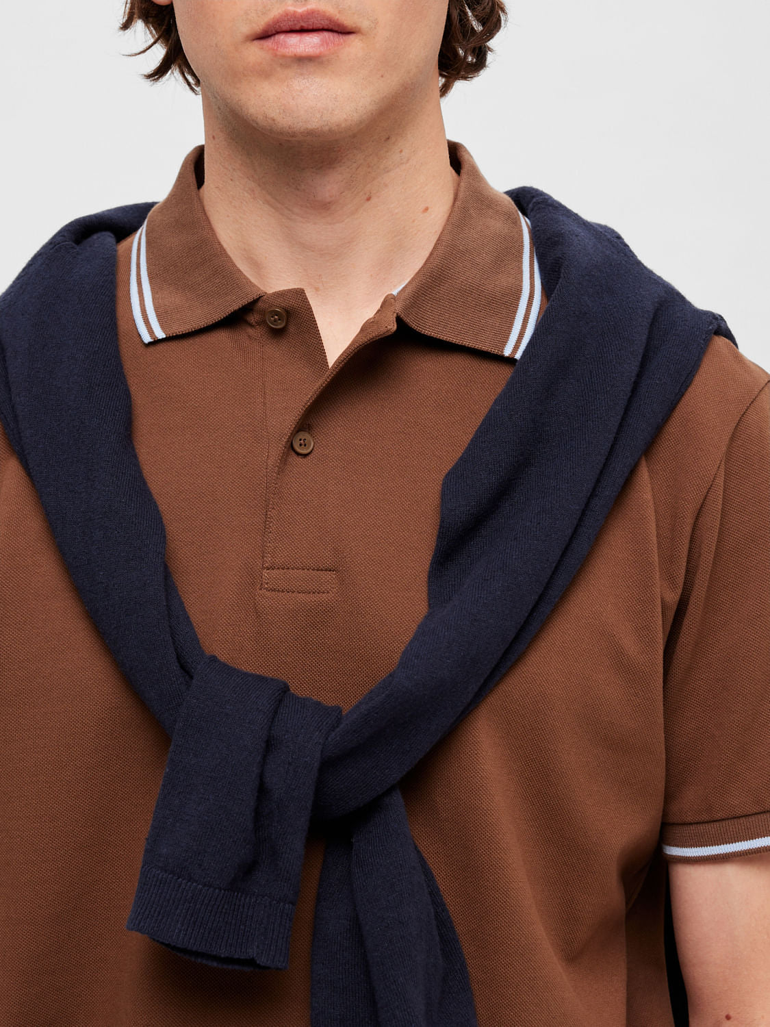 Brown Contrast Tipping Polo T-shirt