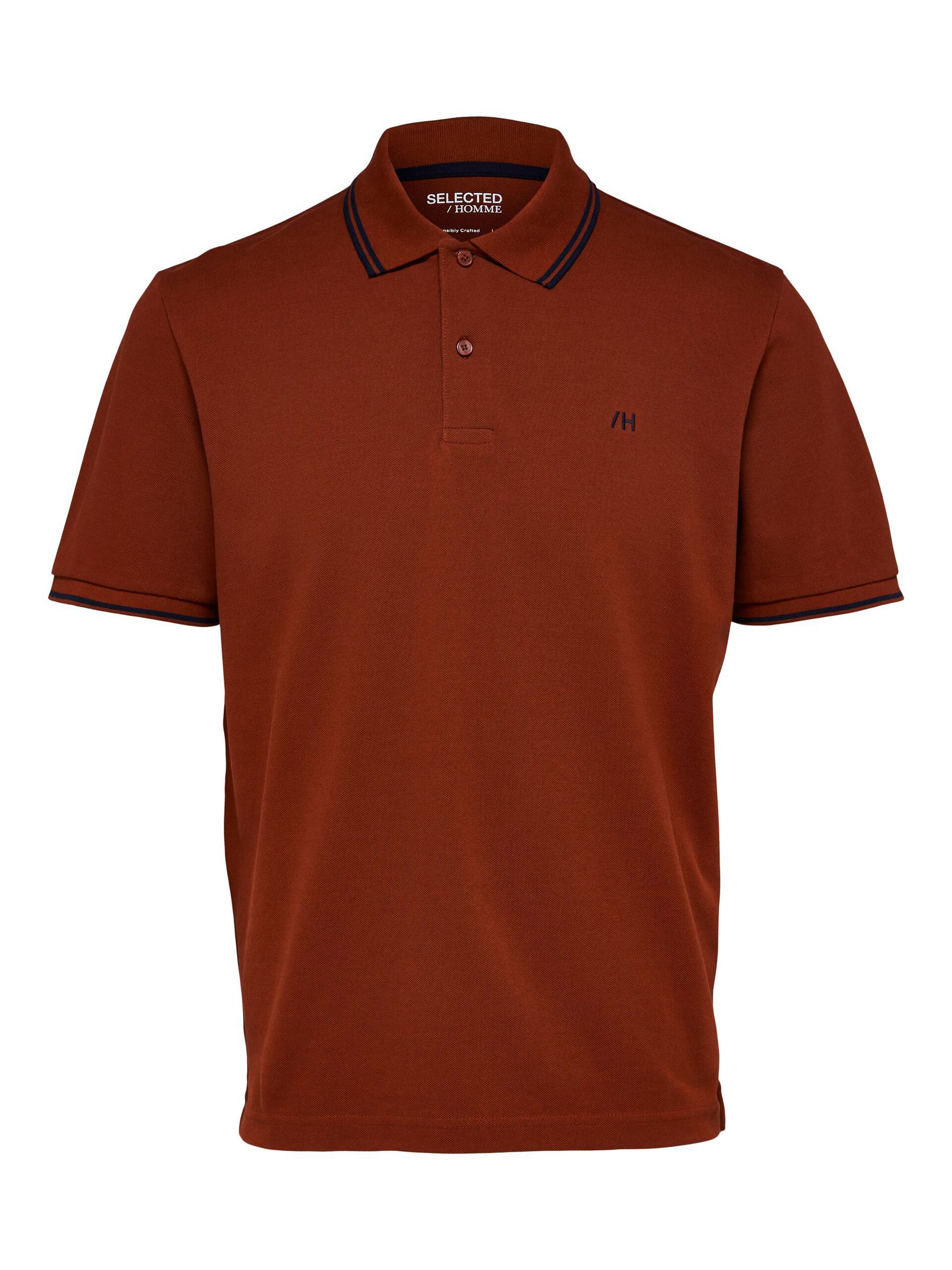 Rust Brown Contrast Tipping Polo T-shirt