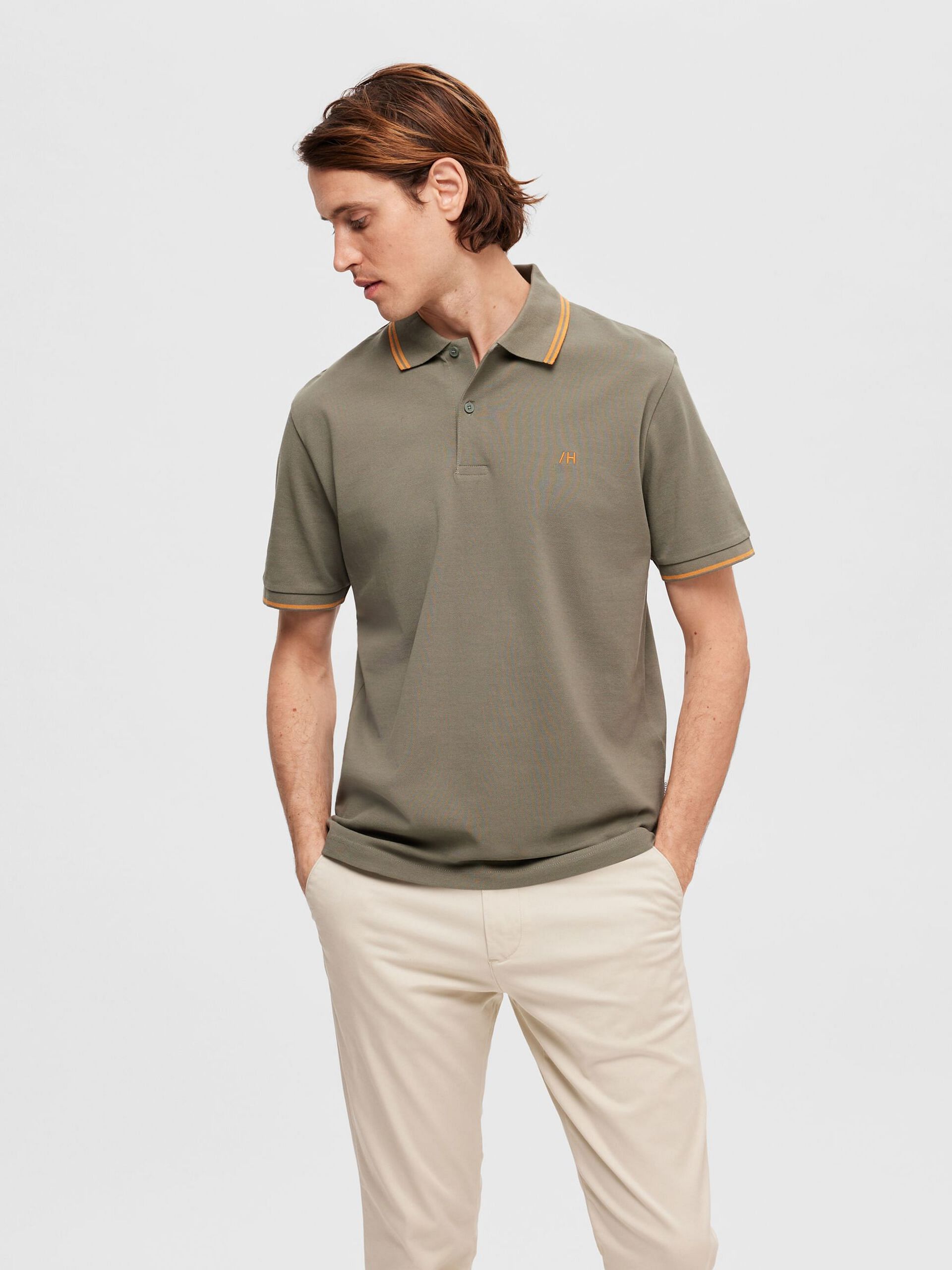 Green Contrast Tipping Polo T-shirt