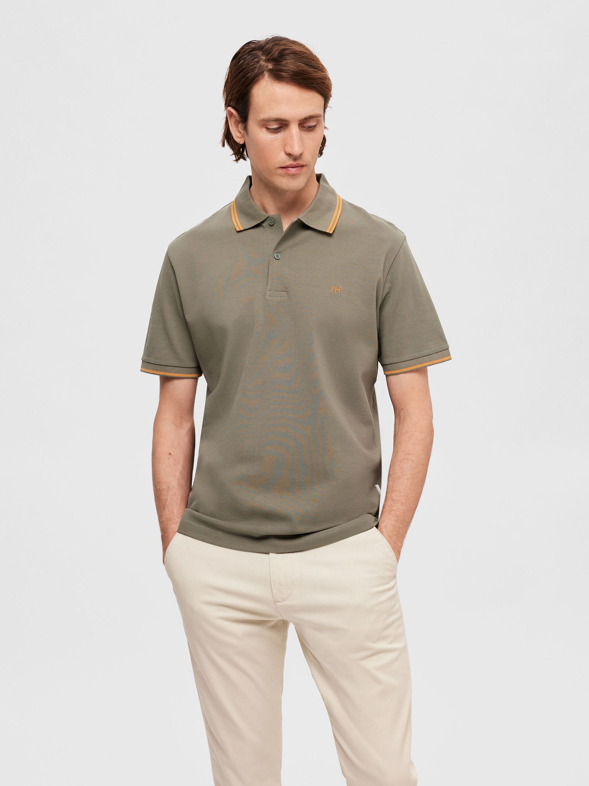 Green Contrast Tipping Polo T-shirt