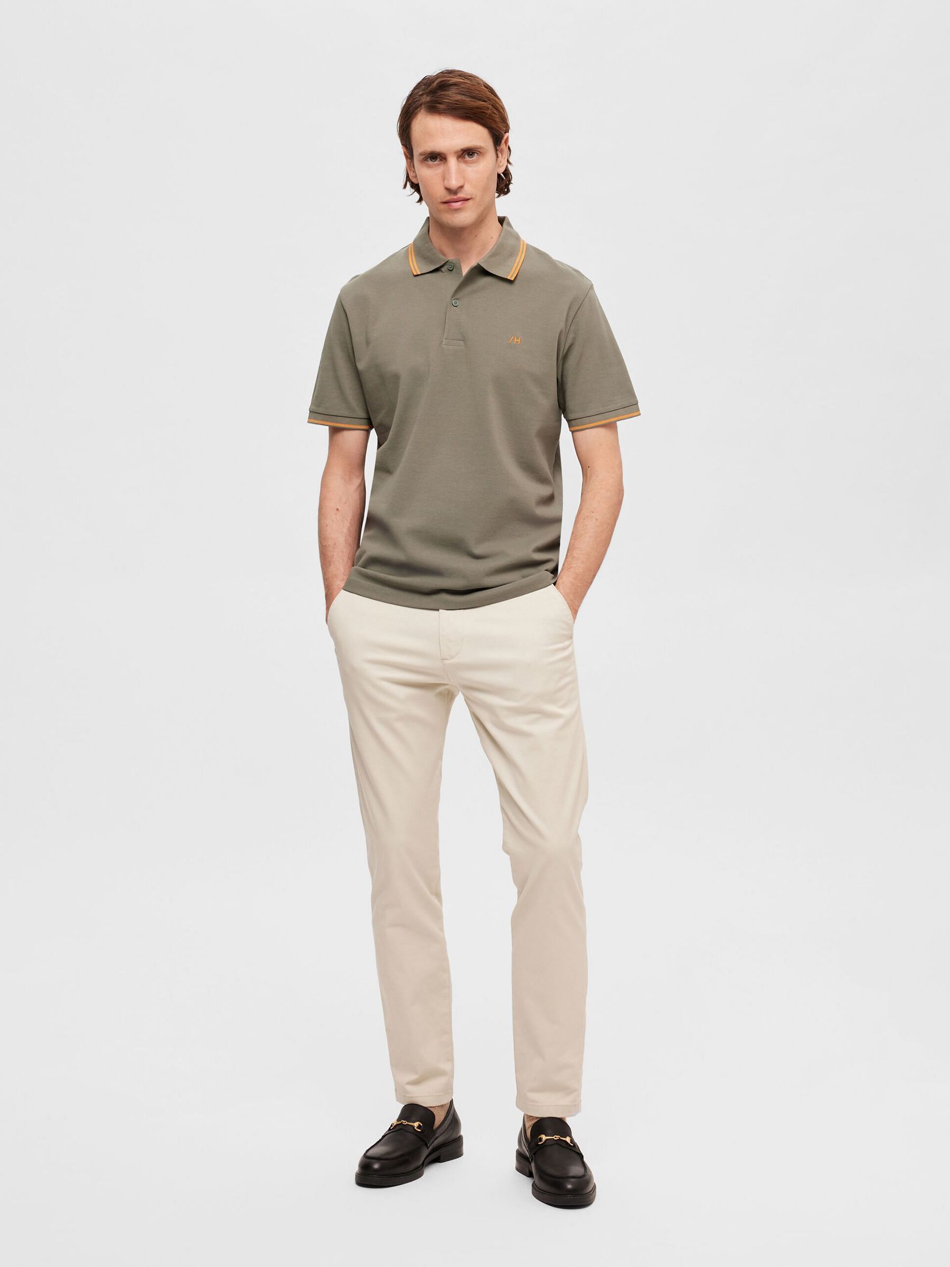 Green Contrast Tipping Polo T-shirt