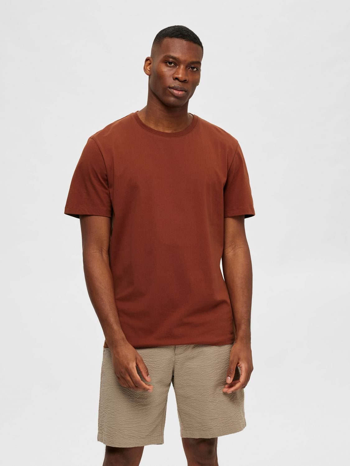 Buy Rust Brown Crew Neck T-shirt for Men Online