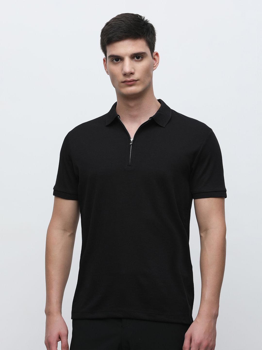 Black Zipper Polo T-shirt
