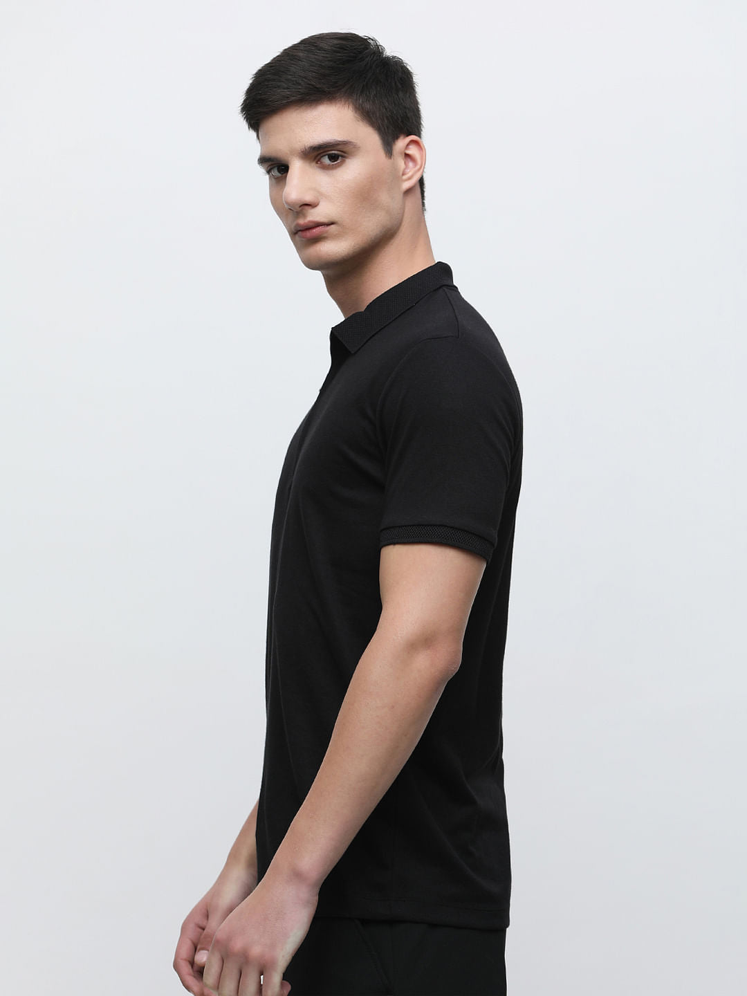 Black Zipper Polo T-shirt