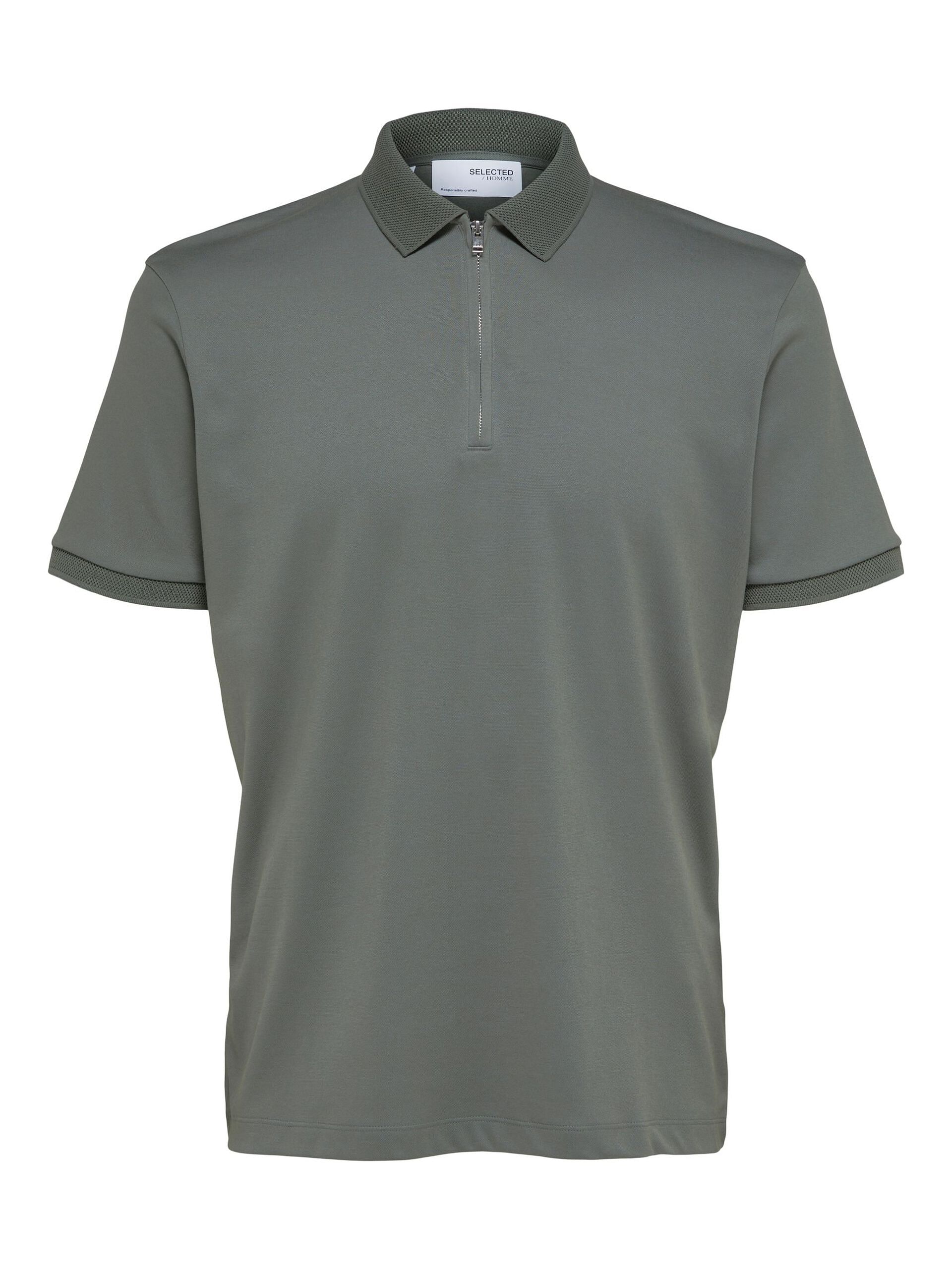 Green Zip-Collar Polo T-shirt